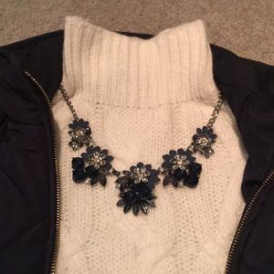 Navy blue sparkly statement necklace